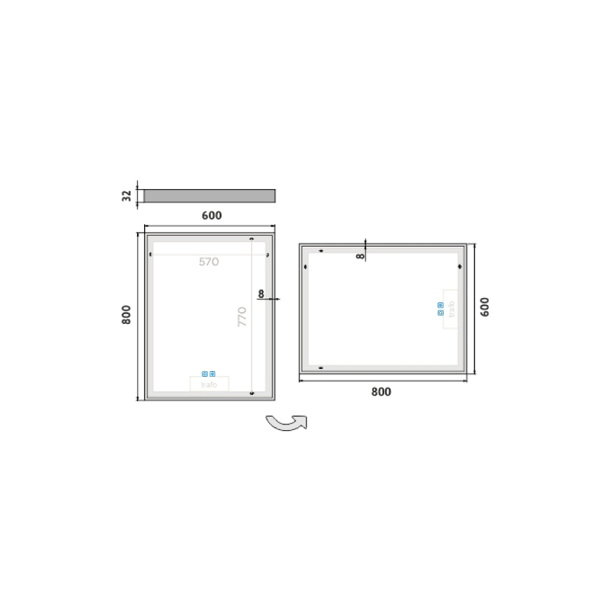 NIMCO ZP 13002VX - LED Stmievateľné kúpeľňové podsvietené zrkadlo LED/41W/230V 3000-6500K 80x60 cm IP44