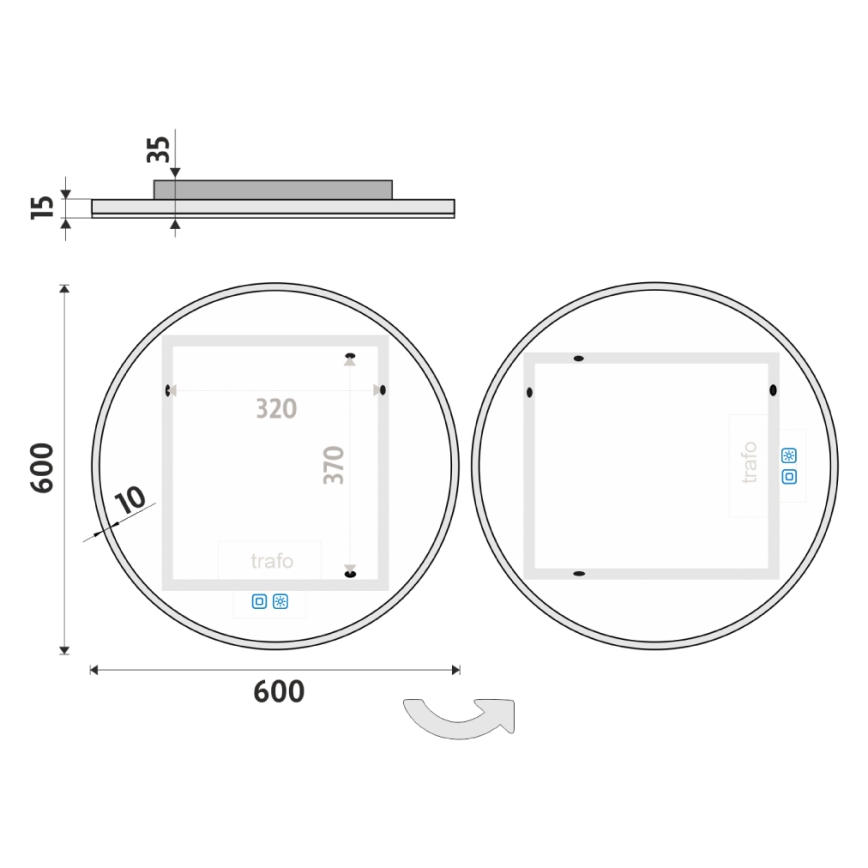 NIMCO ZP 26000RVX - LED Stmievateľné kúpeľňové podsvietené zrkadlo LED/26W/230V 3000-6500K pr. 60 cm IP44