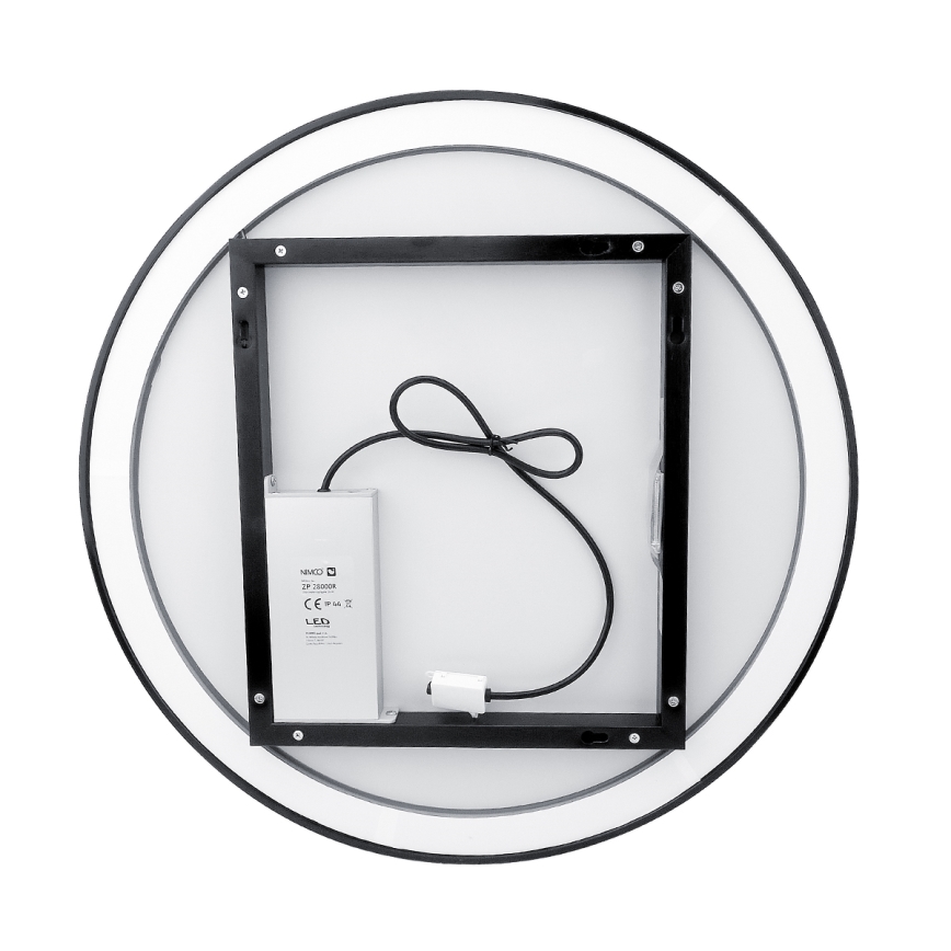 NIMCO ZPC 28000RVX-90 - LED Stmievateľné kúpeľňové podsvietené zrkadlo LED/26W/230V 3000-6500K pr. 60 cm matná čierna IP44