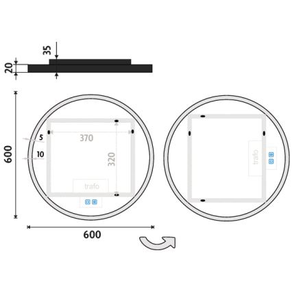 NIMCO ZPC 28000RVX-90 - LED Stmievateľné kúpeľňové podsvietené zrkadlo LED/26W/230V 3000-6500K pr. 60 cm matná čierna IP44