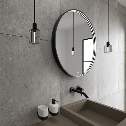 NIMCO ZPC 31000RVX-90 - Stmievateľné kúpeľňové podsvietené zrkadlo LED/20W/230V 3000-6500K pr. 60 cm matná čierna IP44