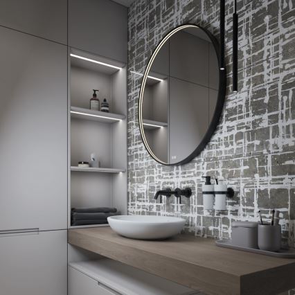 NIMCO ZPC 31000RVX-90 - Stmievateľné kúpeľňové podsvietené zrkadlo LED/20W/230V 3000-6500K pr. 60 cm matná čierna IP44