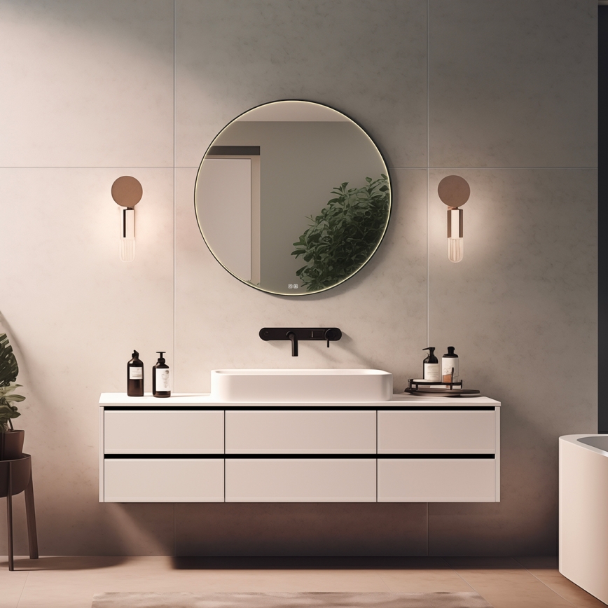 NIMCO ZPC 31000RVX-90 - Stmievateľné kúpeľňové podsvietené zrkadlo LED/20W/230V 3000-6500K pr. 60 cm matná čierna IP44