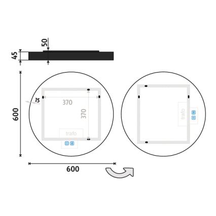 NIMCO ZPC 31000RVX-90 - Stmievateľné kúpeľňové podsvietené zrkadlo LED/20W/230V 3000-6500K pr. 60 cm matná čierna IP44
