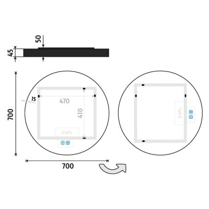 NIMCO ZPC 31001RVX-90 - LED Stmievateľné kúpeľňové podsvietené zrkadlo LED/22W/230V 3000-6500K pr. 70 cm matná čierna IP44