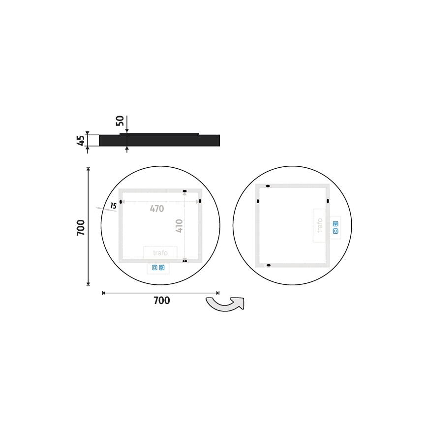 NIMCO ZPC 31001RVX-90 - LED Stmievateľné kúpeľňové podsvietené zrkadlo LED/22W/230V 3000-6500K pr. 70 cm matná čierna IP44