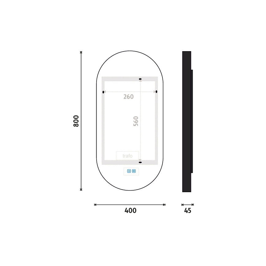 NIMCO ZPC 32002LVX-90 - LED Stmievateľné kúpeľňové podsvietené zrkadlo LED/25W/230V 3000-6500K 80x40 cm matná čierna  IP44