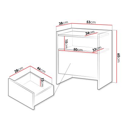 Nočný stolík JAPANDI 53x60 cm dub Cremona