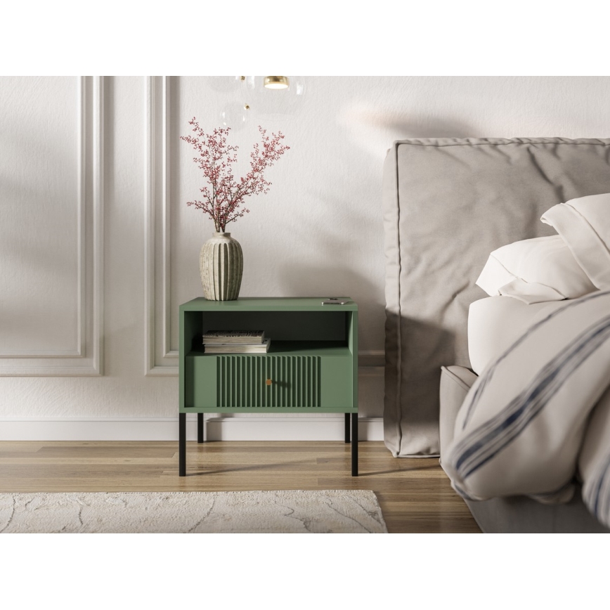 Nočný stolík LUE zelená/čierna