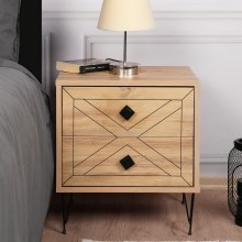 Nočný stolík LUNA 55x50 cm hnedá/čierna