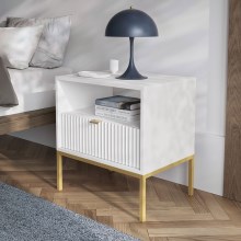 Nočný stolík NOVA 56x54 cm biela/zlatá