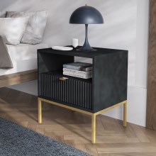 Nočný stolík NOVA 56x54 cm čierna/zlatá
