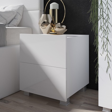 Nočný stolík PAVO 45x40 cm lesklá biela