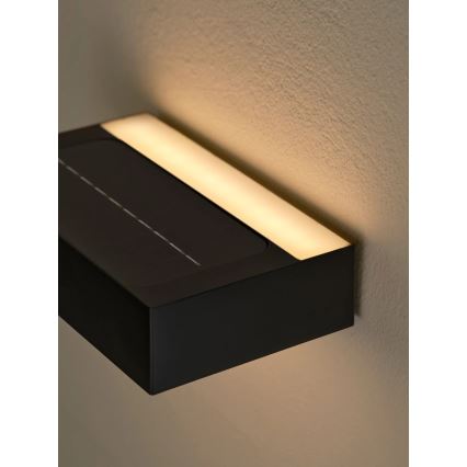 Nordlux - LED solárne nástenné svietidlo so senzorom MONAY LED/5W/5V 3000K IP44 2000 mAh čierna