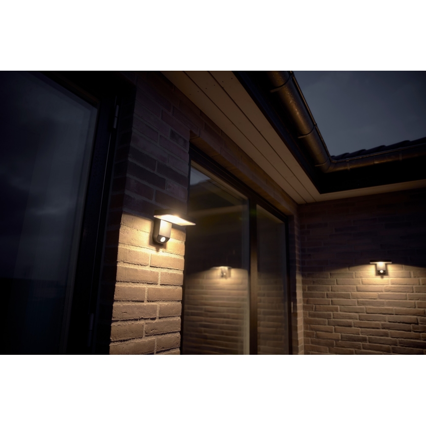 Nordlux - LED solárne nástenné svietidlo so senzorom RICA LED/5W/3,7V IP44 2200 mAh hranaté