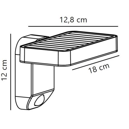 Nordlux - LED solárne nástenné svietidlo so senzorom RICA LED/5W/3,7V IP44 2200 mAh hranaté