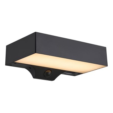 Nordlux - LED Solárne nástenné svietidlo so senzorom MONAY LED/5W/5V 3000K IP44 čierna