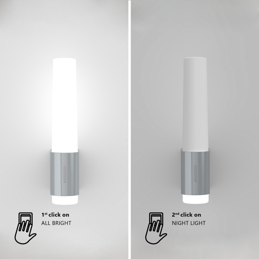 Nordlux - LED Stmievateľné kúpeľňové nástenné svietidlo HELVA LED/6,8W/230V IP44 CRI 90 lesklý chróm