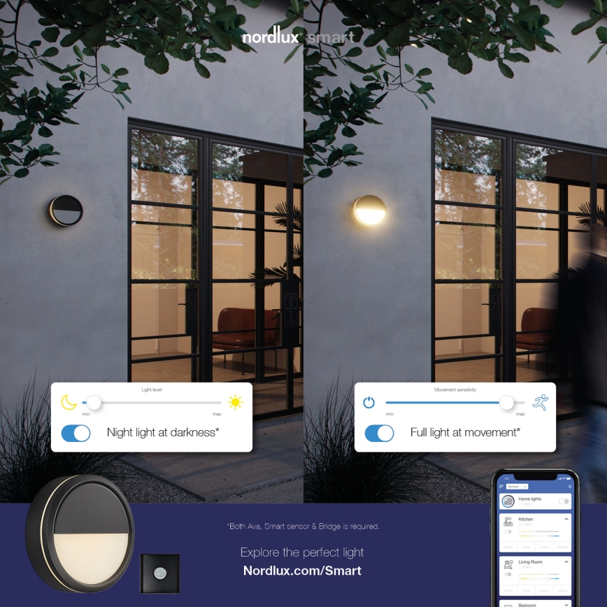 Nordlux - LED Stmievateľné vonkajšie nástenné svietidlo AVA SMART LED/9,5W/230V 2700K IP54 čierna