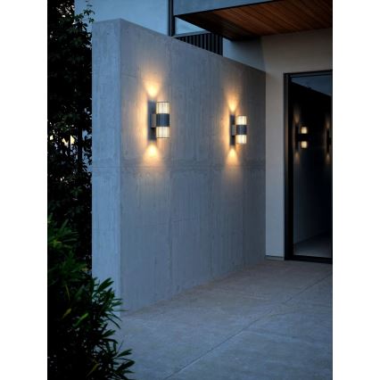 Nordlux - Vonkajšie nástenné svietidlo ALUDRA 2xE27/15W/230V IP54 antracit