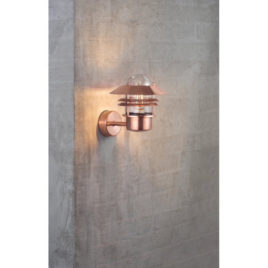 Nordlux - Vonkajšie nástenné svietidlo BLOKHUS 1xE27/60W/230V IP54 medená