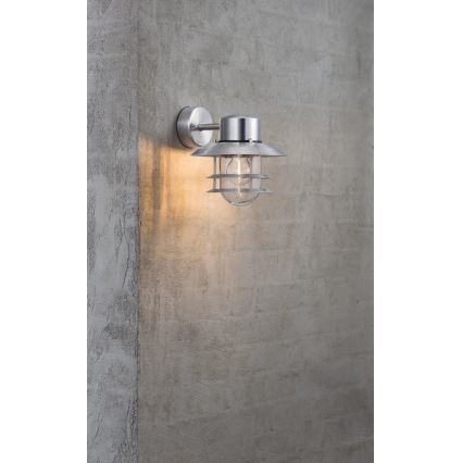 Nordlux - Vonkajšie nástenné svietidlo BLOKHUS 1xE27/60W/230V IP54 strieborná