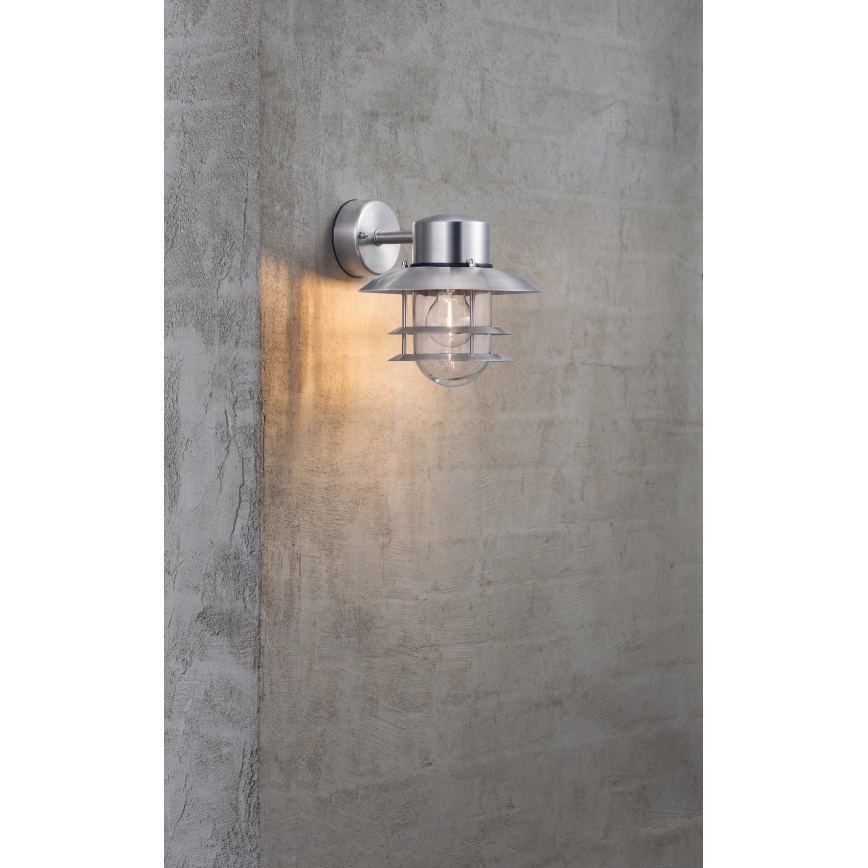 Nordlux - Vonkajšie nástenné svietidlo BLOKHUS 1xE27/60W/230V IP54 strieborná