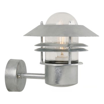 Nordlux - Vonkajšie nástenné svietidlo BLOKHUS 1xE27/60W/230V IP54 strieborná