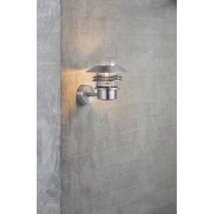 Nordlux - Vonkajšie nástenné svietidlo BLOKHUS 1xE27/60W/230V IP54 strieborná