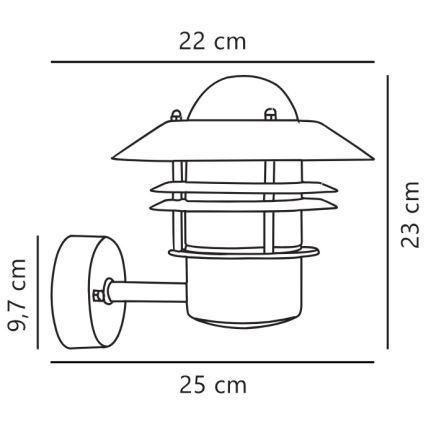 Nordlux - Vonkajšie nástenné svietidlo BLOKHUS 1xE27/60W/230V IP54 strieborná
