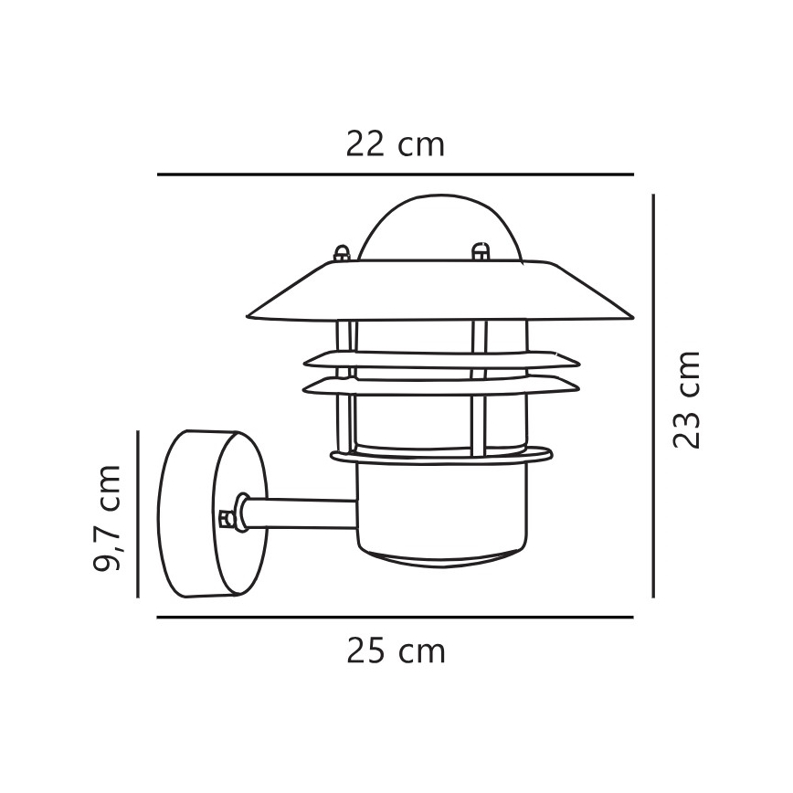 Nordlux - Vonkajšie nástenné svietidlo BLOKHUS 1xE27/60W/230V IP54 strieborná