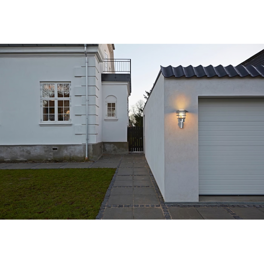 Nordlux - Vonkajšie nástenné svietidlo LONSTRUP 1xE27/60W/230V IP44 strieborná