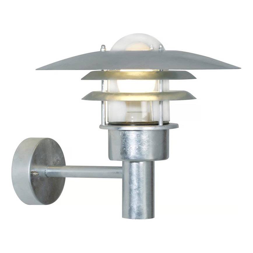 Nordlux - Vonkajšie nástenné svietidlo LONSTRUP 1xE27/60W/230V IP44 strieborná