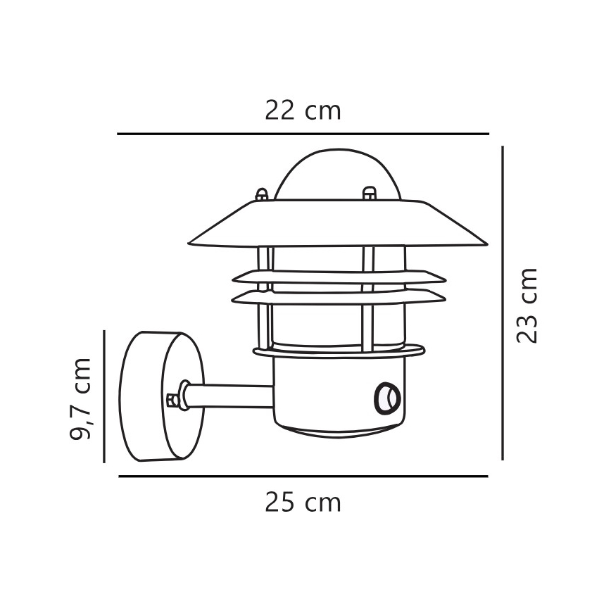 Nordlux - Vonkajšie nástenné svietidlo so senzorom BLOKHUS 1xE27/60W/230V IP54 čierna