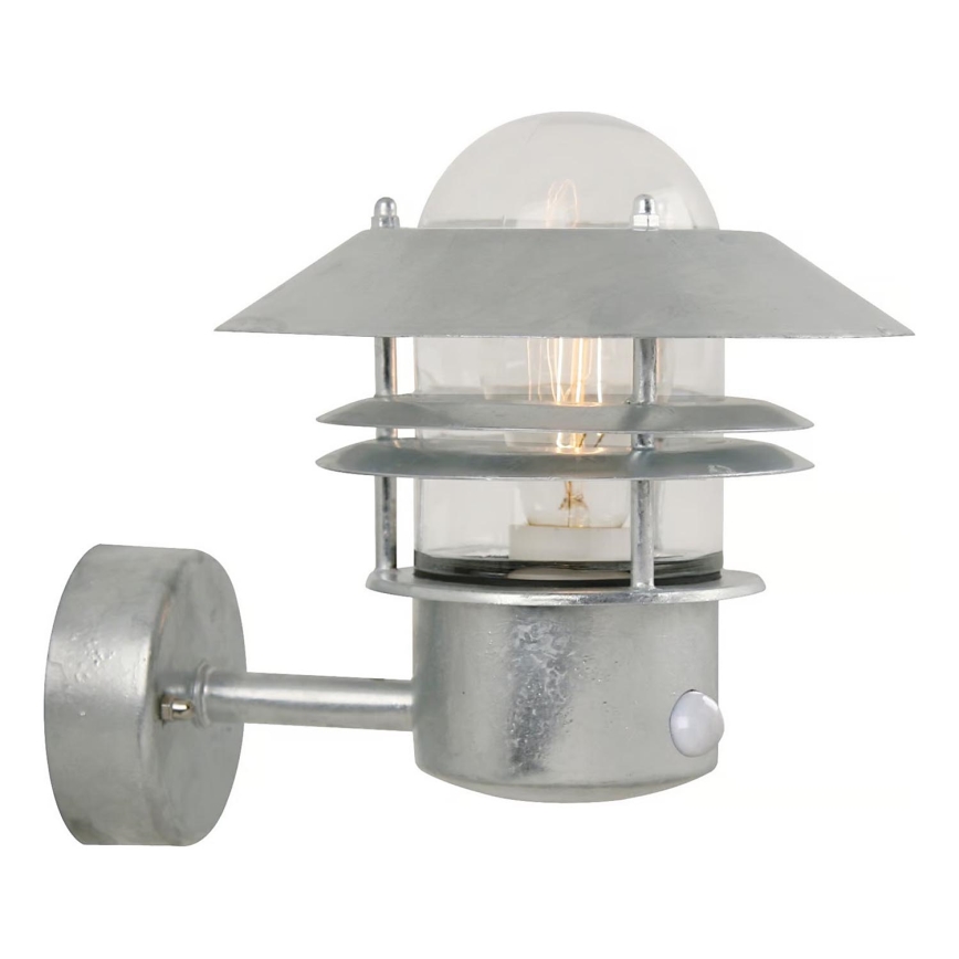 Nordlux - Vonkajšie nástenné svietidlo so senzorom BLOKHUS 1xE27/60W/230V IP54