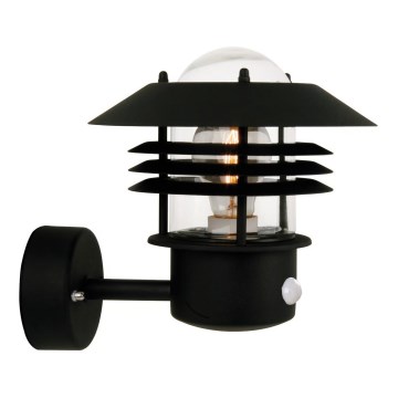 Nordlux - Vonkajšie nástenné svietidlo so senzorom VEJERS 1xE27/60W/230V IP54 čierne