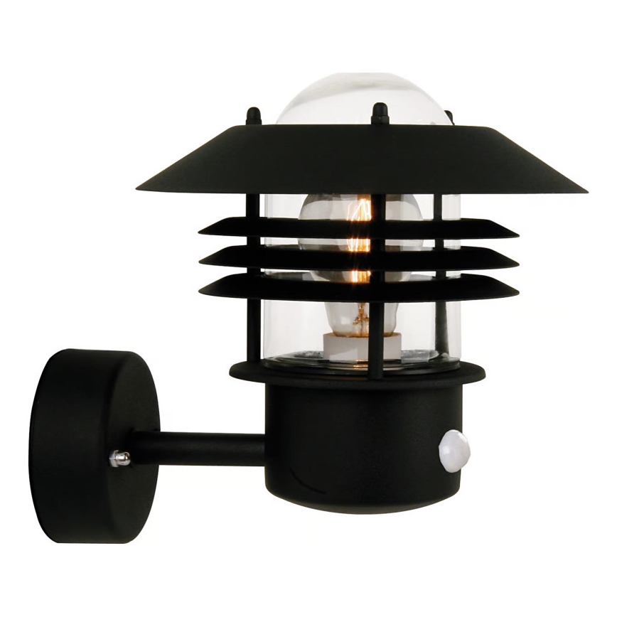 Nordlux - Vonkajšie nástenné svietidlo so senzorom VEJERS 1xE27/60W/230V IP54 strieborné