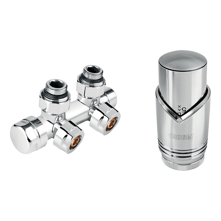 Novaservis - Rohová sada pre radiátory so stredovým pripojením, lesklý chróm