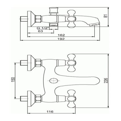 Novaservis - Vaňová batéria TITANIA RETRO lesklý chróm