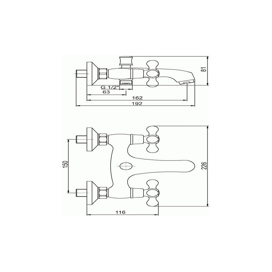 Novaservis - Vaňová batéria TITANIA RETRO lesklý chróm