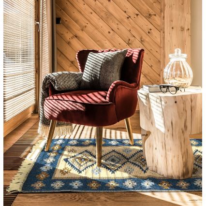 Obojstranný orientálny koberec KILIM 80x150 cm modrá/béžová