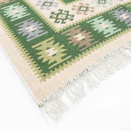 Obojstranný orientálny koberec KILIM 80x150 cm zelená/béžová