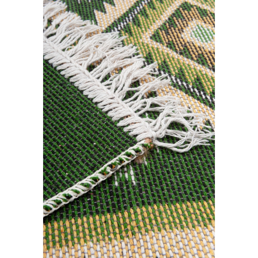 Obojstranný orientálny koberec KILIM 80x150 cm zelená/béžová