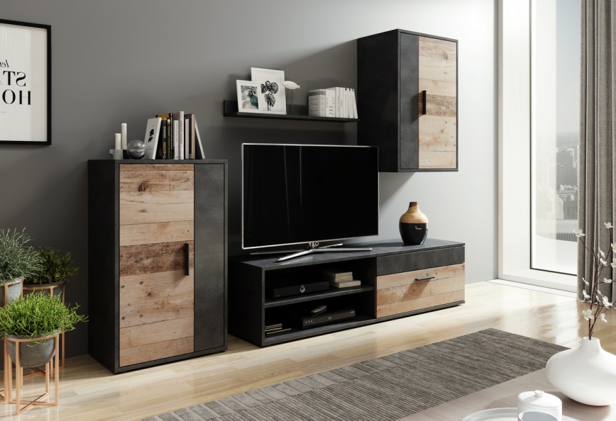 Obývacia stena BRICK hnedá/čierna