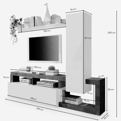 Obývacia stena LENOR biela/antracit