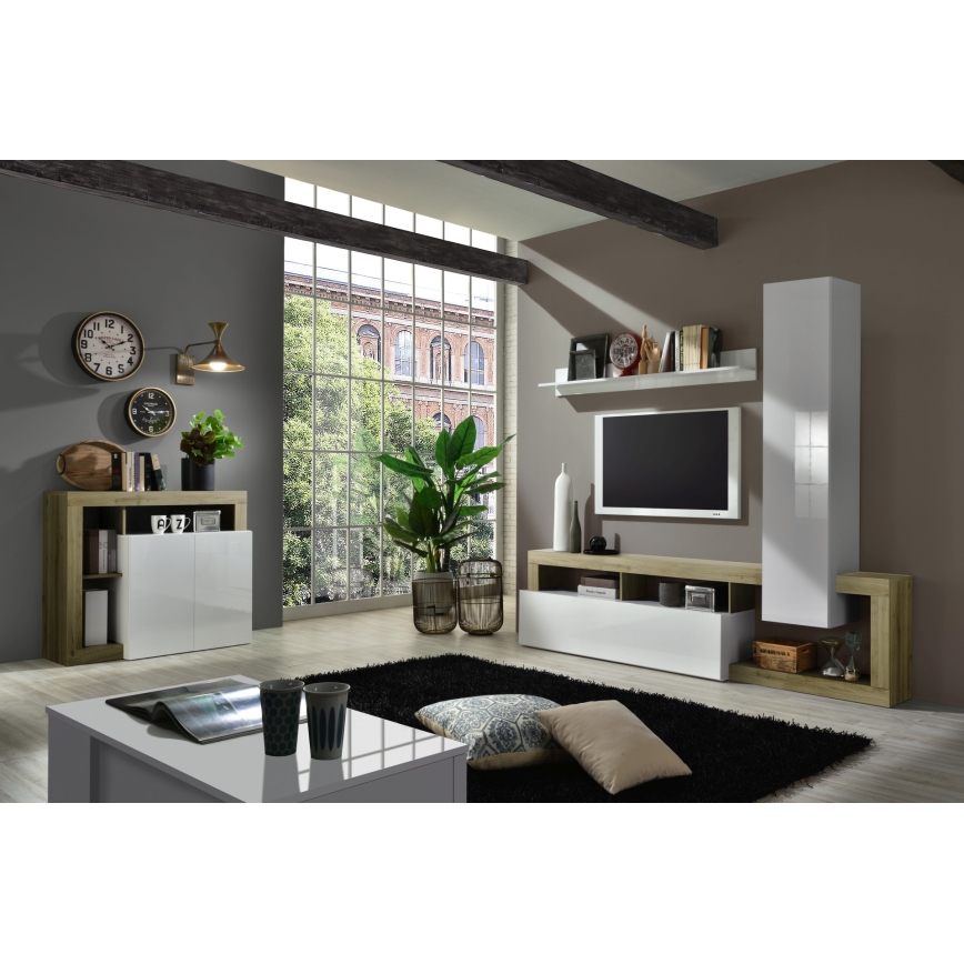 Obývacia stena LENOR biela/hnedá
