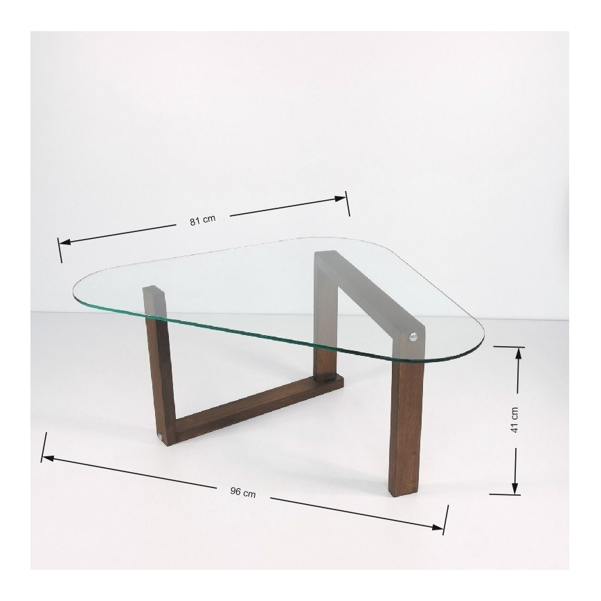 Odkladací stolík CAM 41x96 cm hnedá/číra