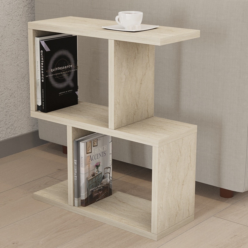 Odkladací stolík CROS 45x17 cm mramorový dekor/béžová