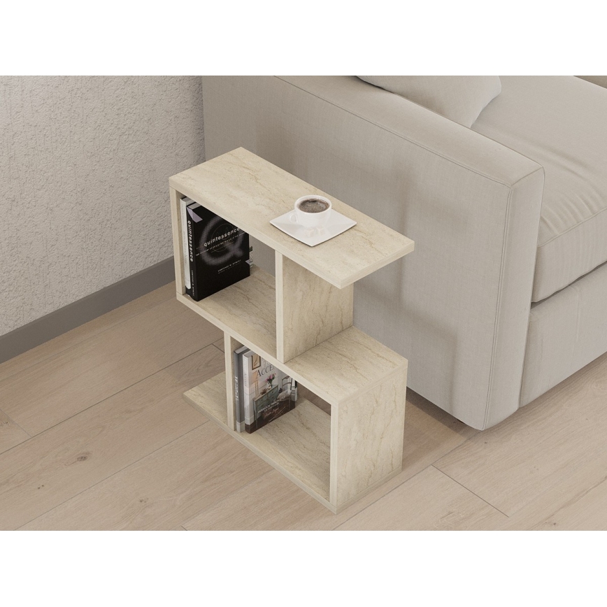 Odkladací stolík CROS 45x17 cm mramorový dekor/béžová