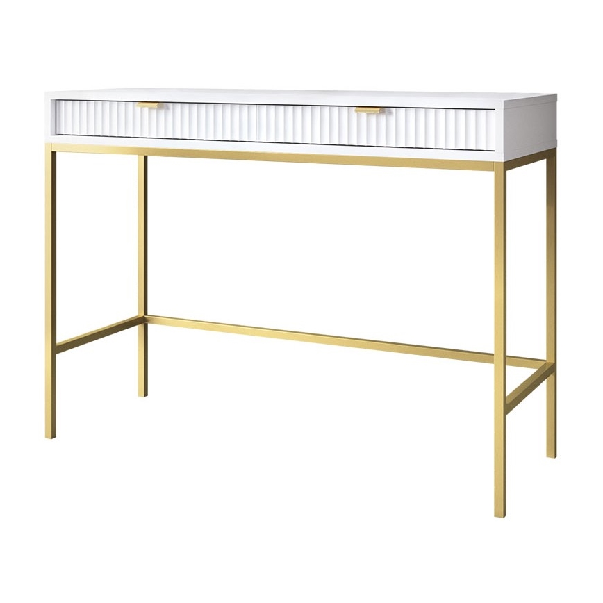 Odkladací stolík NOVA 77x104 cm biela/zlatá